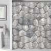 Old Stone Wall with Irregular Pentagon and Hexagon Tiles Shower Curtain - Grey