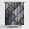 Grunge Metal Plate with Rivets Shower Curtain - Grey