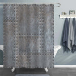 Old Stained Metal Plates with Rivets Background Shower Curtain - Grey