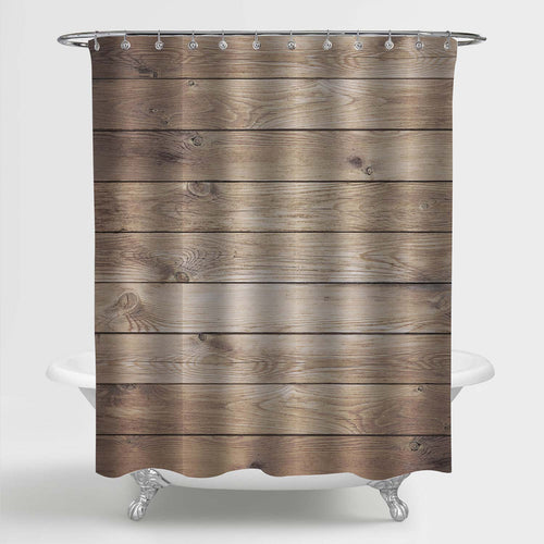 Aged and Weathered Wooden Plank Shower Curtain - Brown