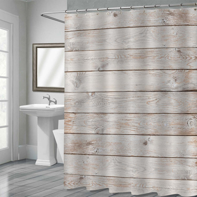 Old Retro Wooden Fence Panels Shower Curtain - Light Brown