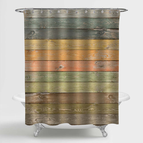 Vintage Weathered Wooden Panels Shower Curtain - Multicolor
