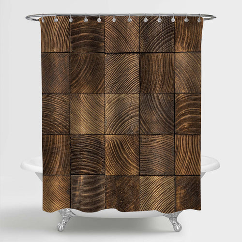 Brown End Grain Wood Texture Shower Curtain