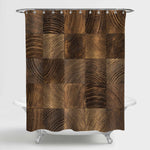 Fragments of Cross-Section of Hard Wood Shower Curtain - Brown