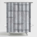 Armored Metal Plates with Rivets Shower Curtain - Silver