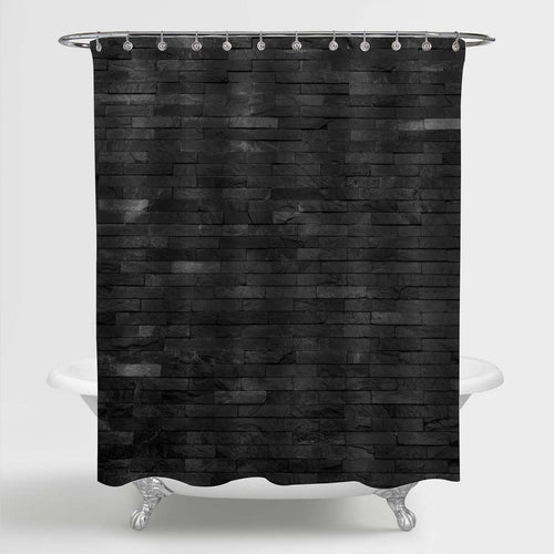 Black Stone Slate Wall Texture Shower Curtain