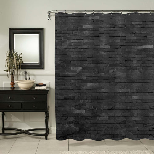 Black Brick Wall Shower Curtain - Black