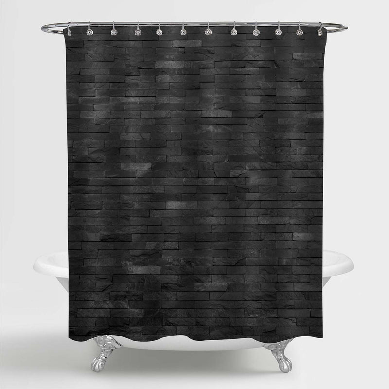 Black Brick Wall Shower Curtain - Black