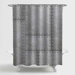 Rustic Armor Plates with Rivets Shower Curtain - Grey