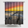 Dramatic Sunset Over Sea Scenery Shower Curtain - Multicolor