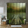 Lake and Wooden Jetty Shower Curtain - Green