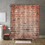 Rough Stained Surface of City Street Brickwork with Scratches Shower Curtain - Red