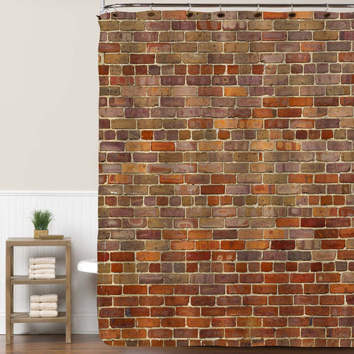 Building Brick Wall Texture Shower Curtain - Red