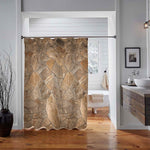 Uneven Cracked Stone Wall Surface with Cement Shower Curtain - Brown