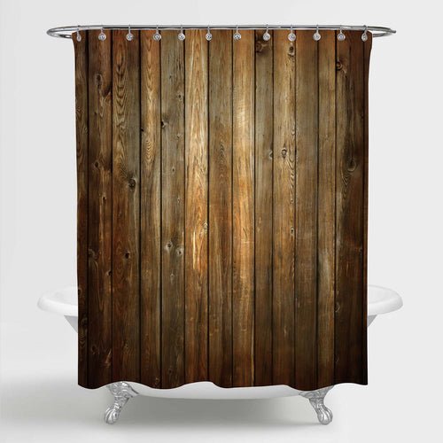 Weathered Wooden Planks with Natrual Pattern Shower Curtain - Brown