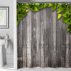 Green Foliage Over Aged Wooden Wall Shower Curtain - Green Grey