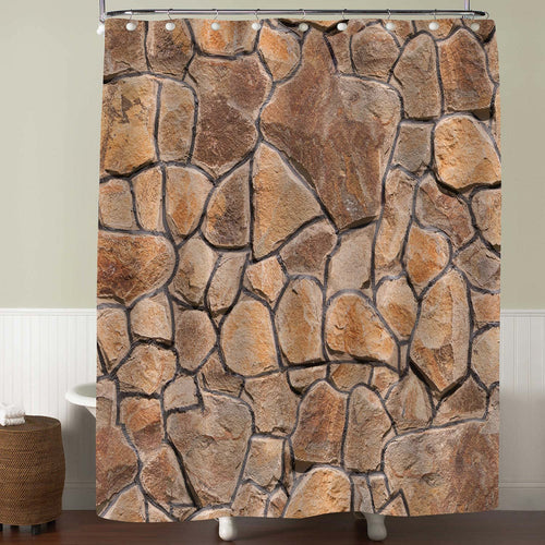 Stacked Stone Texture Shower Curtain - Brown
