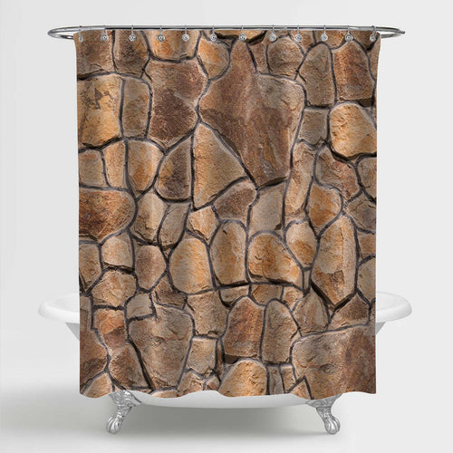 Stacked Stone Texture Shower Curtain - Brown