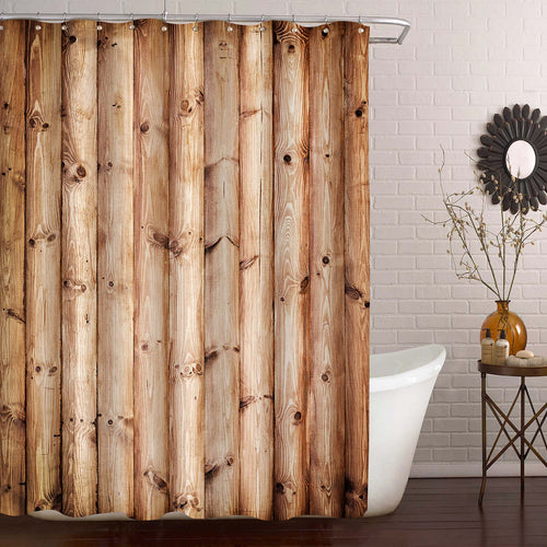 Antique Natural Wooden Flooring Panels Shower Curtain - Brown