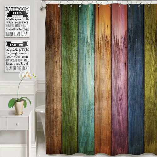 Vintage Old Wood Planks Shower Curtain - Multicolor