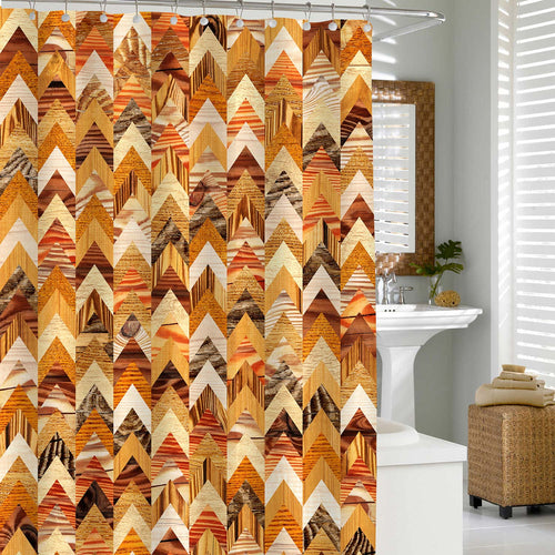 Shabby Chic Wooden Chevron Shower Curtain - Brown