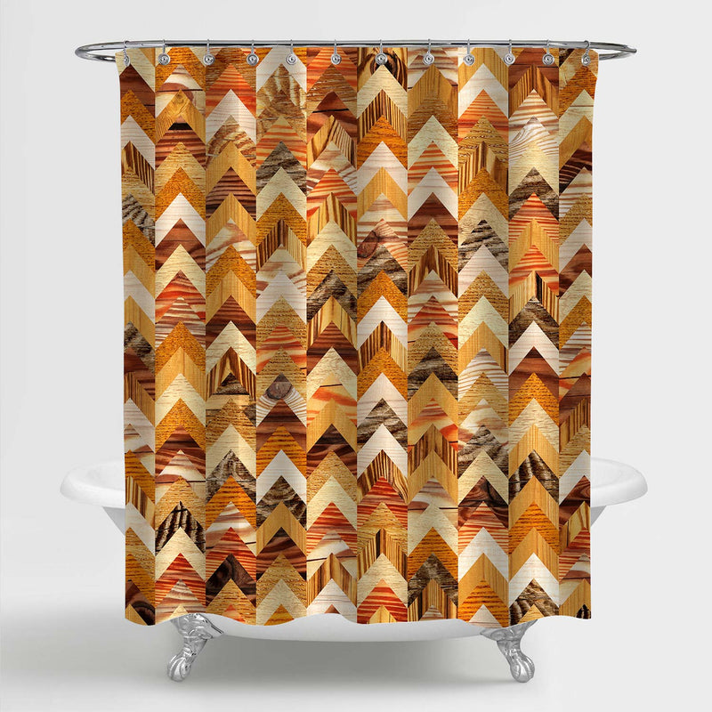 Shabby Chic Wooden Chevron Shower Curtain - Brown