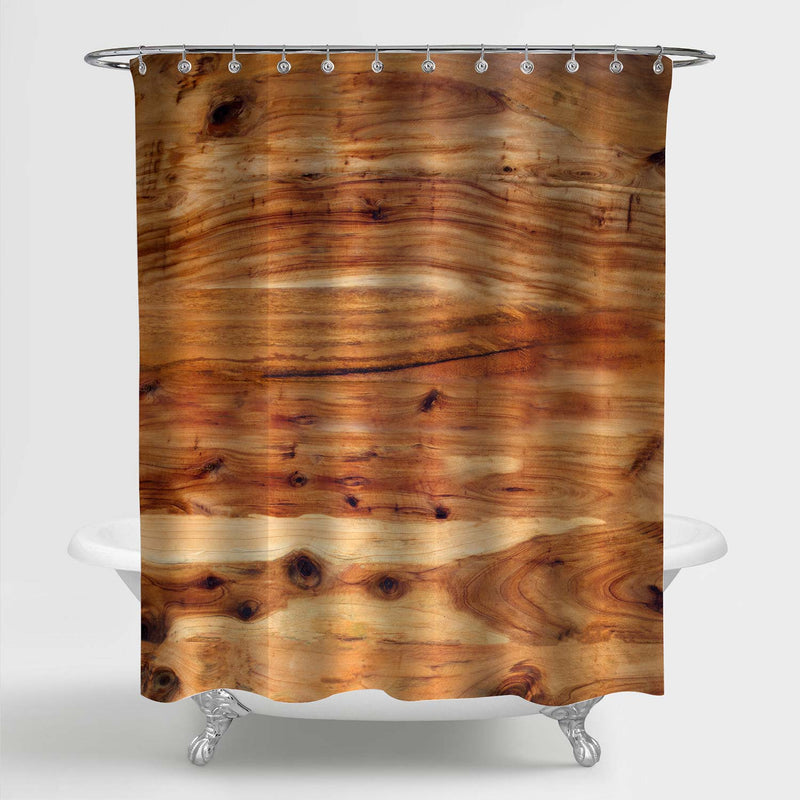 Wooden Planks Pattern Shower Curtain - Brown