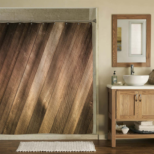 Shabby Chic Old Wood Floor Texture Shower Curtain - Brown