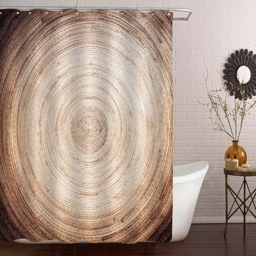 Retro Wood Rings Texture Shower Curtain - Brown