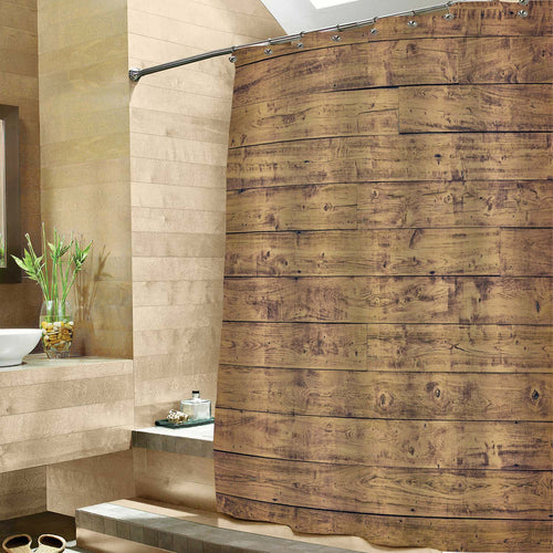 Antique Wooden Plank Pattern Shower Curtain - Brown