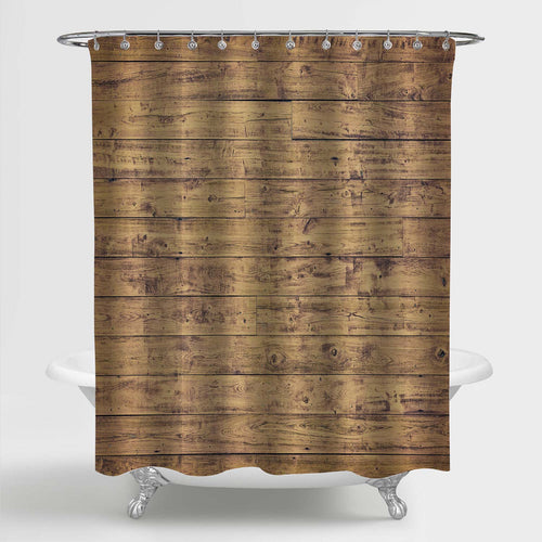 Antique Wooden Plank Pattern Shower Curtain - Brown