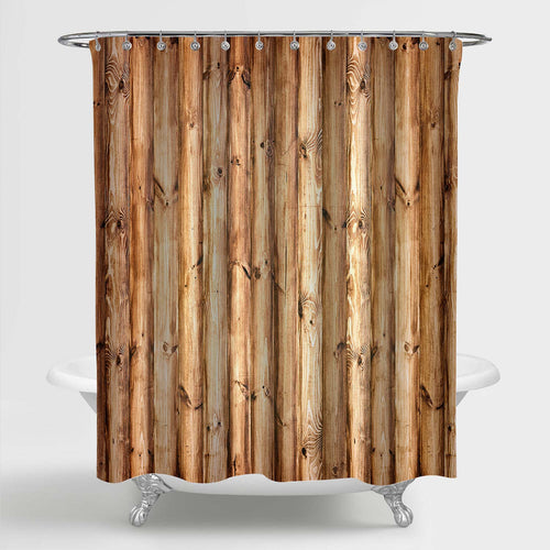 Natural Aged Wooden Panels Shower Curtain - Brown