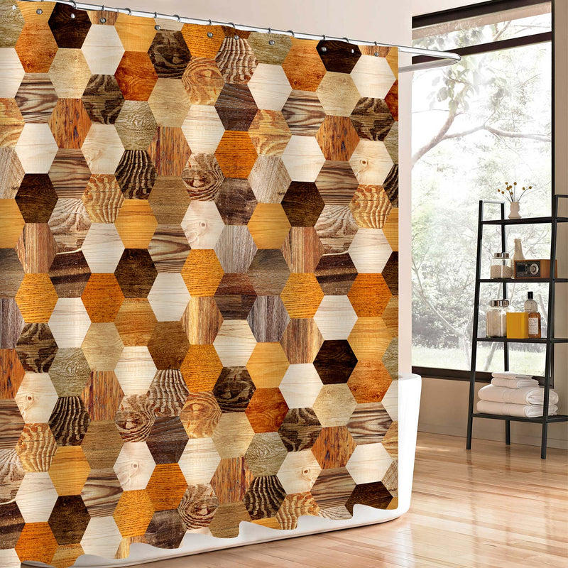 Different Colored Honeycomb Background Shower Curtain - Brown