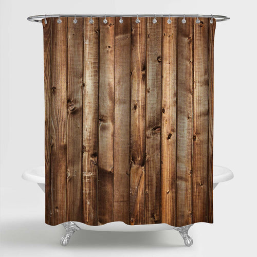 Old Wood Panels Wall Background Shower Curtain - Brown