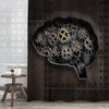 Retro Brain Gears and Cogs Shower Curtain - Bronze