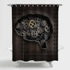 Retro Brain Gears and Cogs Shower Curtain - Bronze