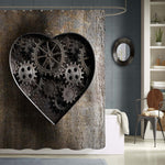 Metal Heart with Rusty Gears and Cogs Shower Curtain - Bronze