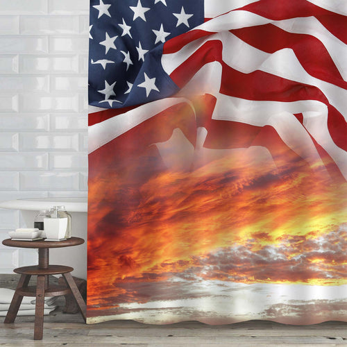 American Flag Flying in the Bright Sky Shower Curtain