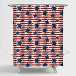 American Flag Pattern Shower Curtain - Red Blue