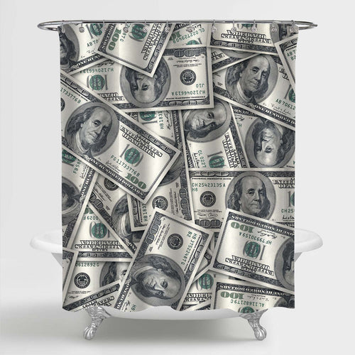 Dollars Cash Shower Curtain - Grey