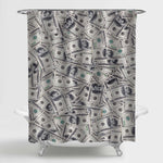 One Hundred Dollars Pile Shower Curtain - Grey