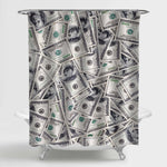 Big Pile of American Paper Dollar Bills Shower Curtain - Grey