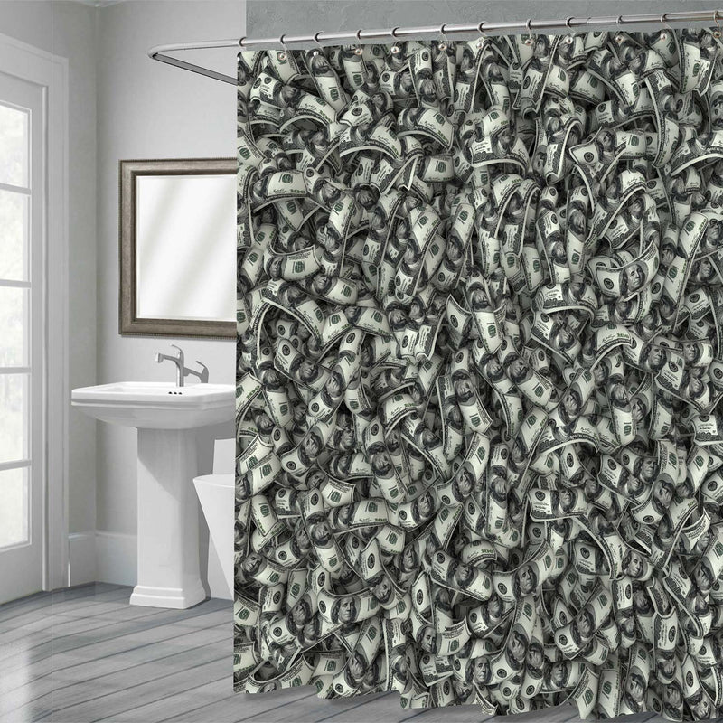 Giantground Flying 100 Dollar Bills Shower Curtain - Grey