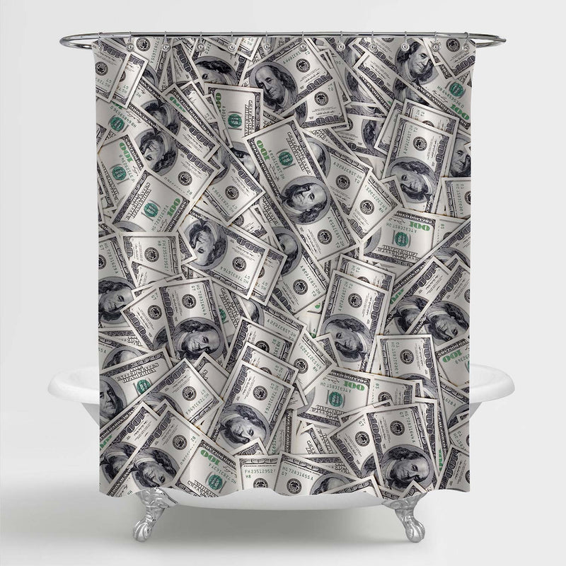 Large Amount of 100 US Money Notes Shower Curtain - Grey