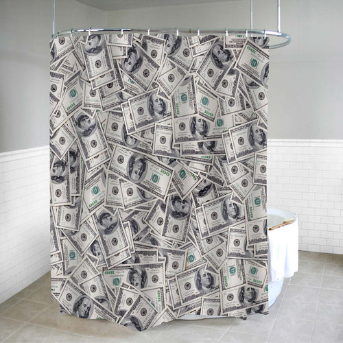 Stack of 100 Dollar Bills Papler Banknotes Shower Curtain - Grey