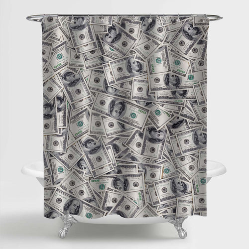Stack of 100 Dollar Bills Papler Banknotes Shower Curtain - Grey
