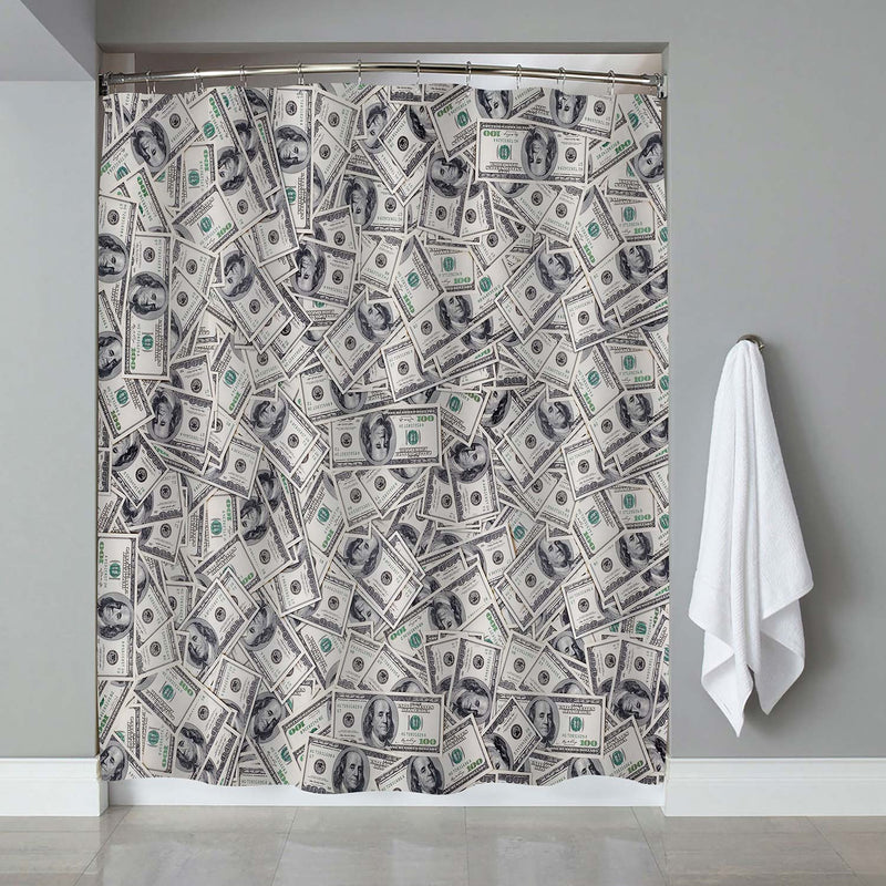 US Dollar Bank Notes Shower Curtain - Grey