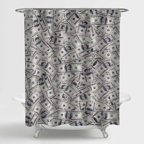 US Dollar Bank Notes Shower Curtain - Grey