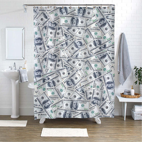 Cash Money Dollars Shower Curtain - Grey