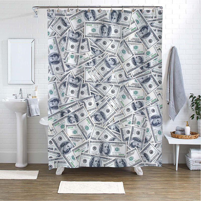 Cash Money Dollars Shower Curtain - Grey